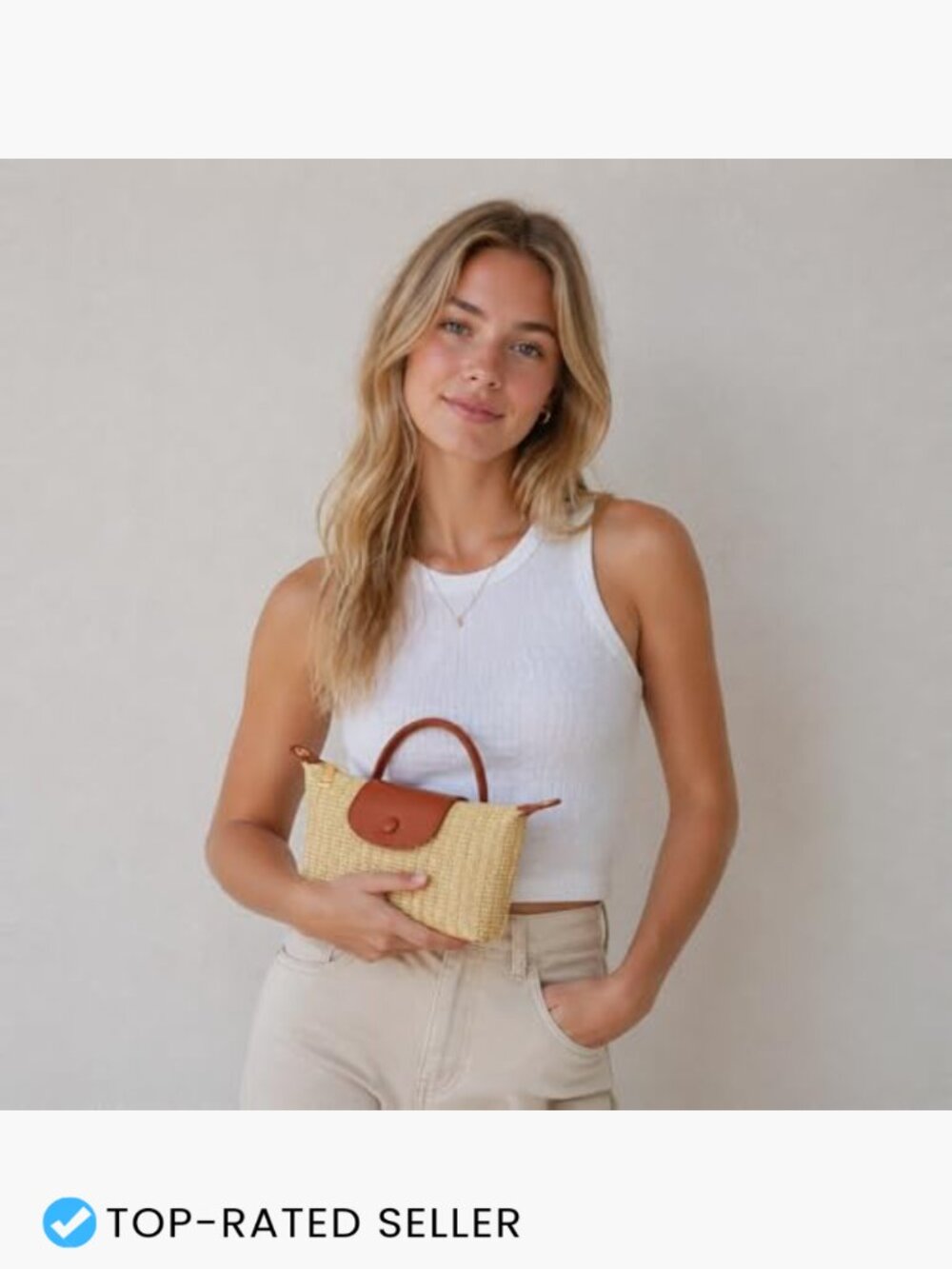 Mini Straw Crossbody Bag Summer Beach Handbag Woven Shoulder Purse - Picture 2 of 7